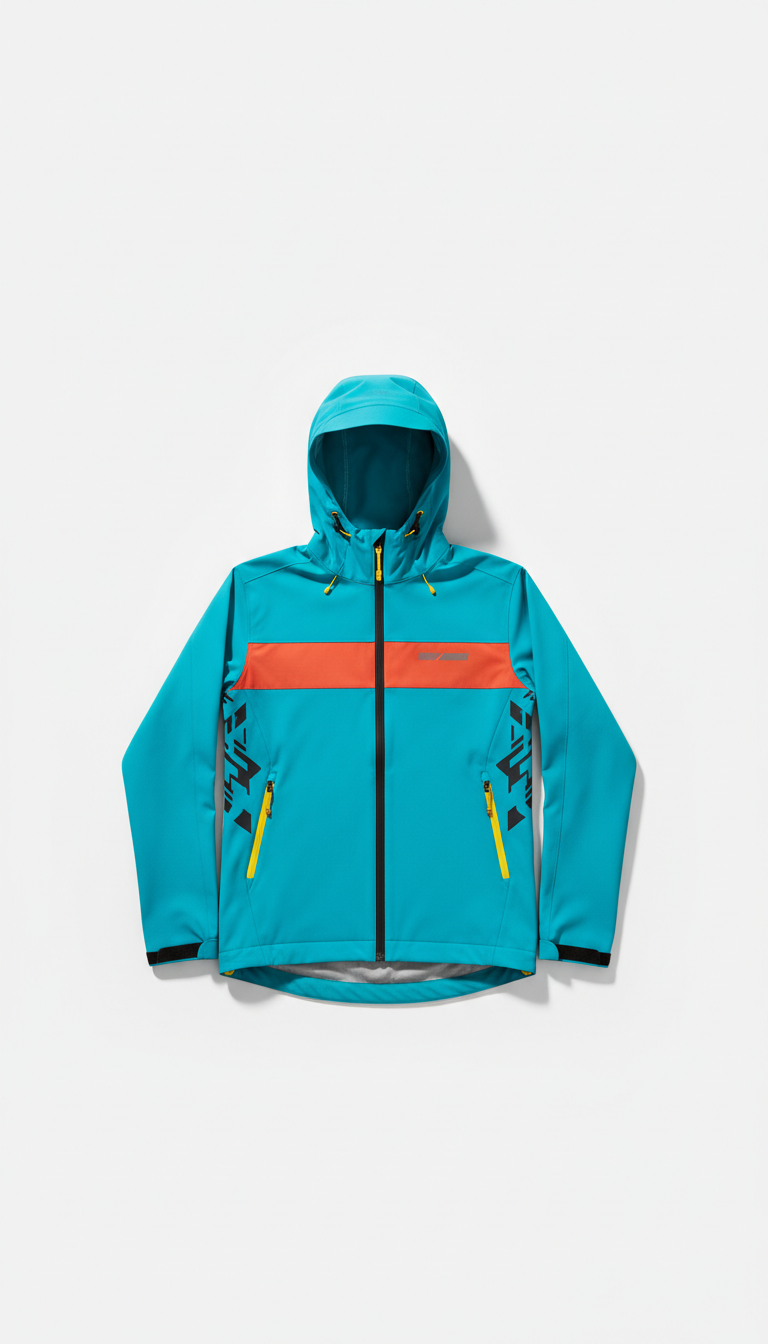 Electric cyan technical windbreaker