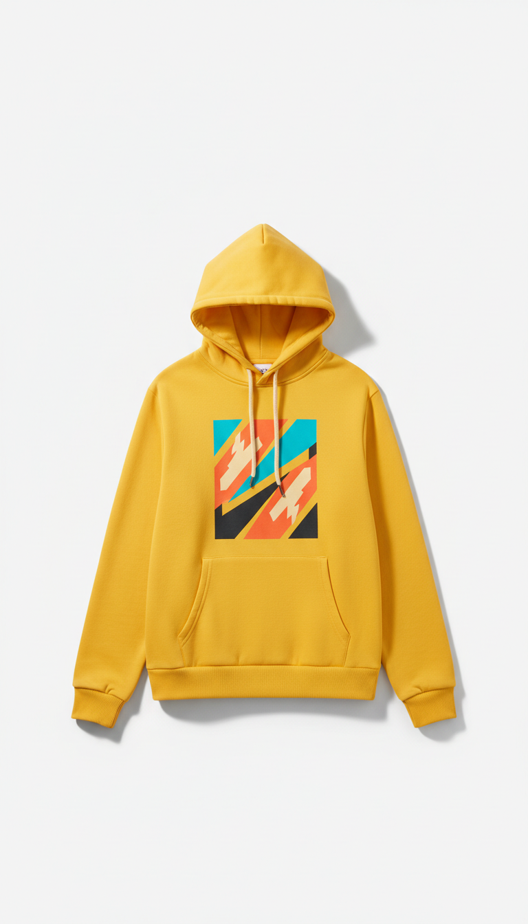 Signal yellow graphic hoodie