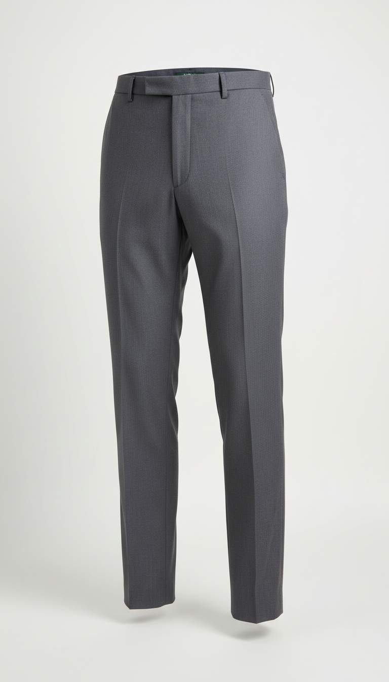 Steel Grey Tailored Trousers With Sharp Crease