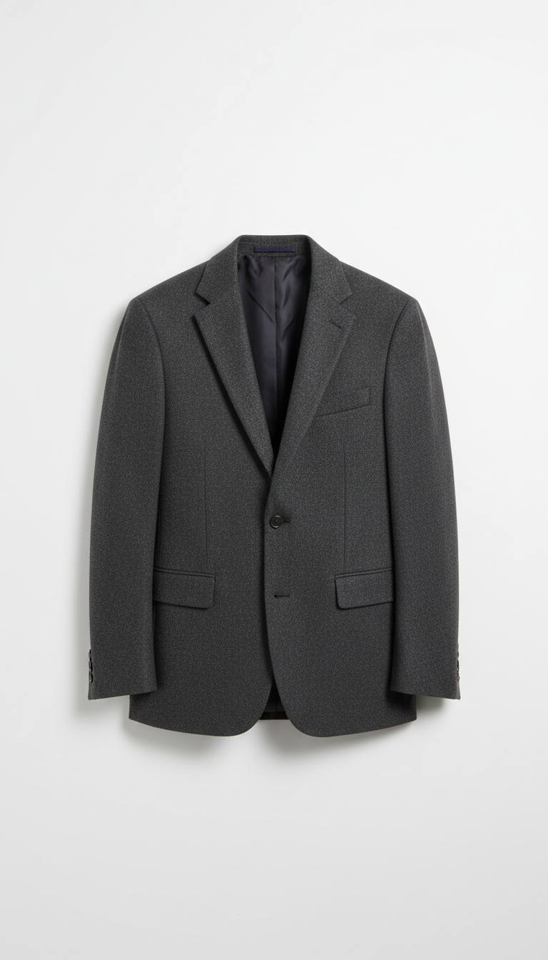 Charcoal Wool Blazer With Italian Weave