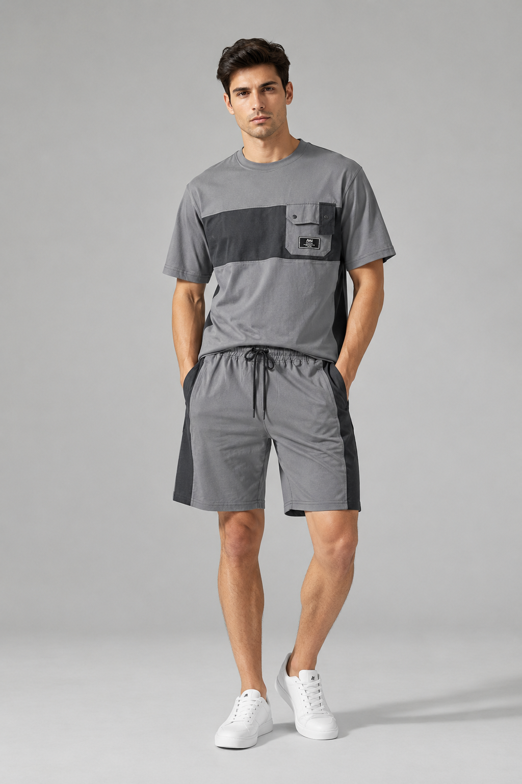 Urban Contrast Co-ord Set – Plum & Ice Grey
