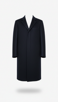 Midnight Navy Wool Overcoat With Hidden Placket